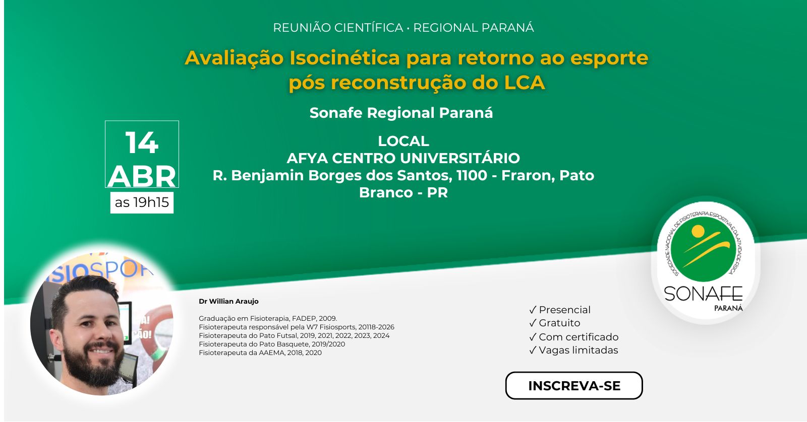 Reunião Científica- SONAFE PR- ABRIL- PATO BRANCO-PR
