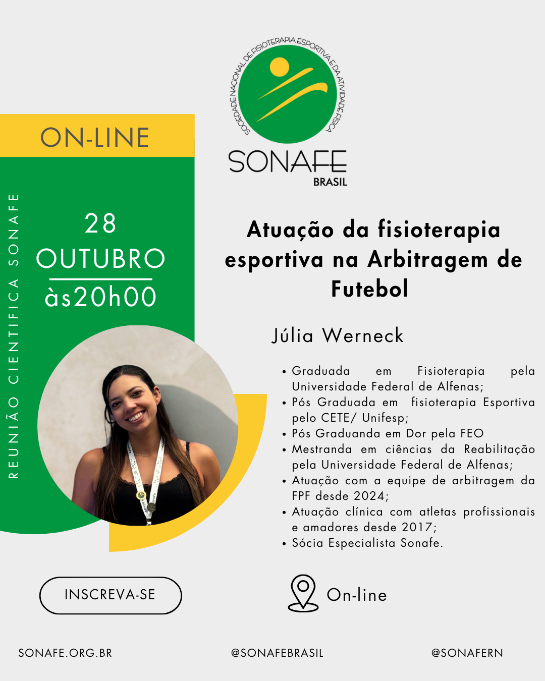 VIII REUNIÃO CIENTÍFICA DA SONAFE/RN (2026-2027) - Atuação da fisioterapia esportiva na Arbitragem de Futebol